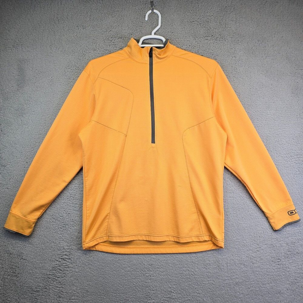 OGIO Sweater Men's Large Orange Knit‎ Stretchy Golf Quarter Zip Performance